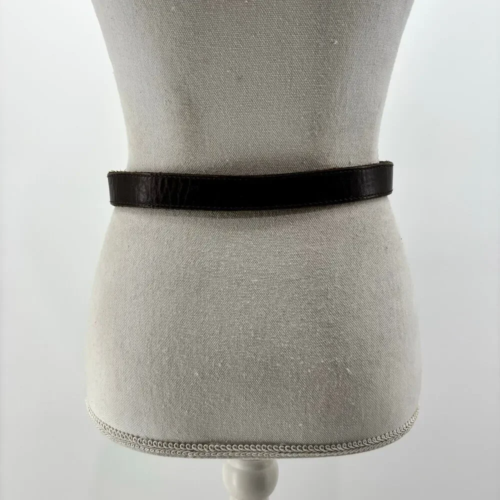 AEO Womens XS Small Belt Brown Leather 90s Fashion Glam Belt
